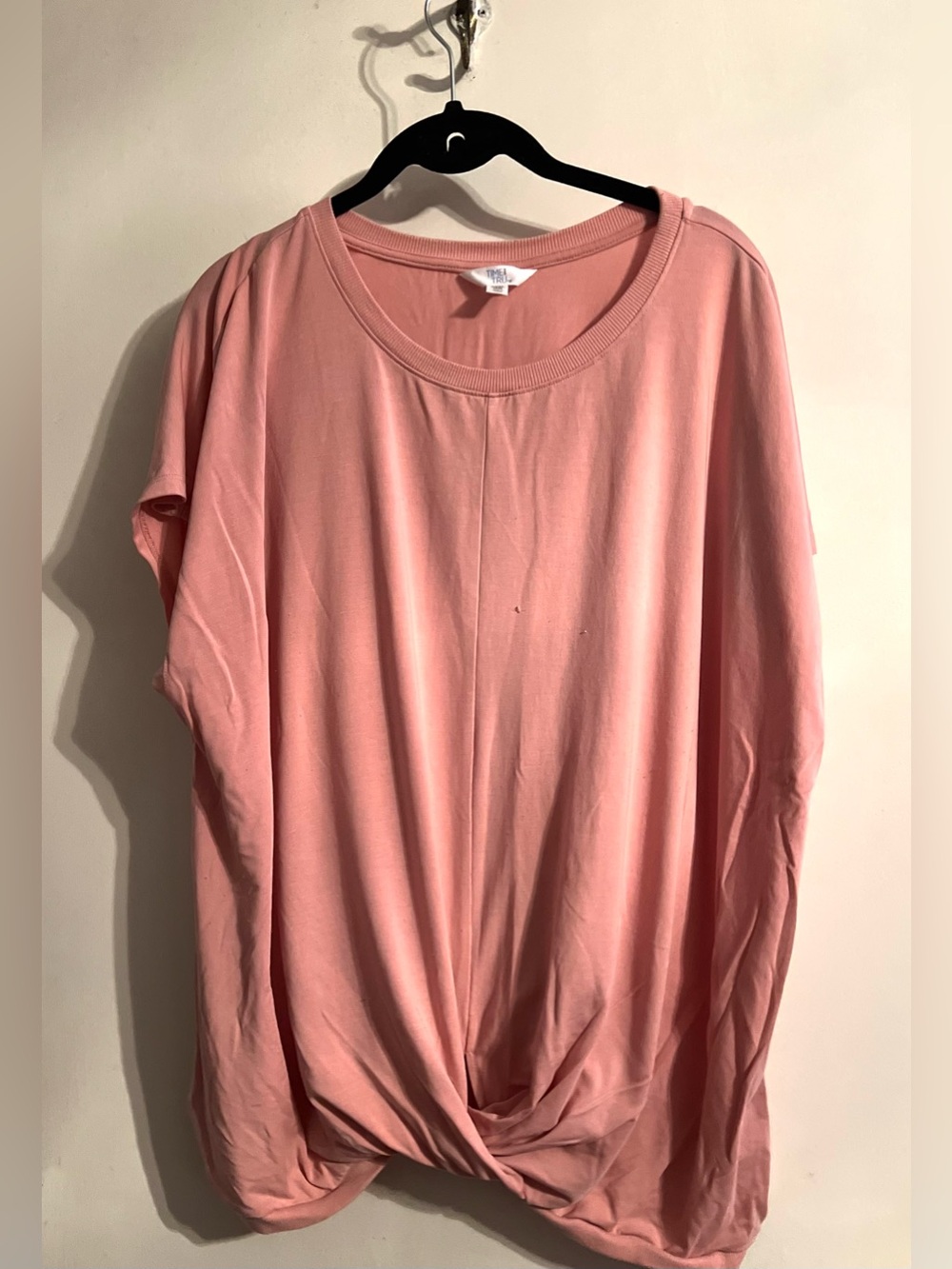 Time and‎ Tru Dusty Pink Twist-Front Short Sleeve Tee-Size 22